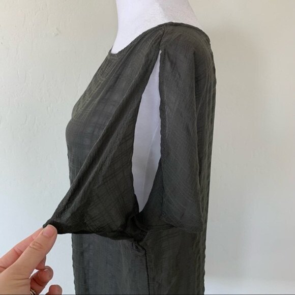 14th & Union Sheer Check Box Popover Tunic Top Size Medium - Picture 5 of 8